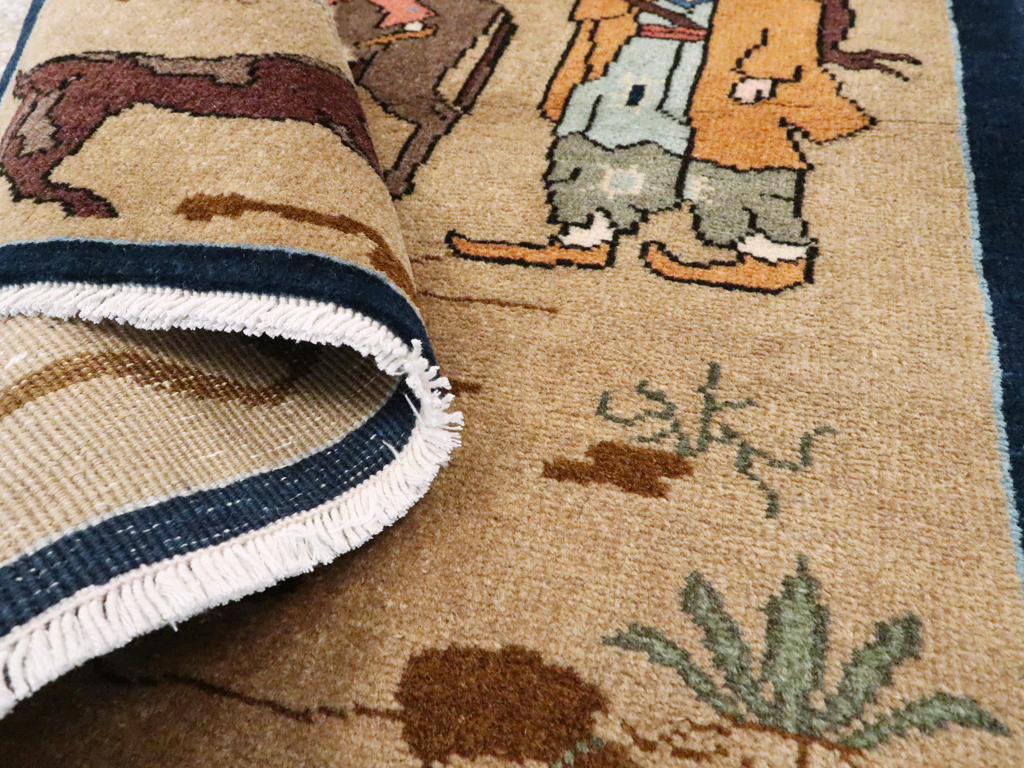 Vintage Persian Tabriz Pictorial Rug, No.26925 - Gss