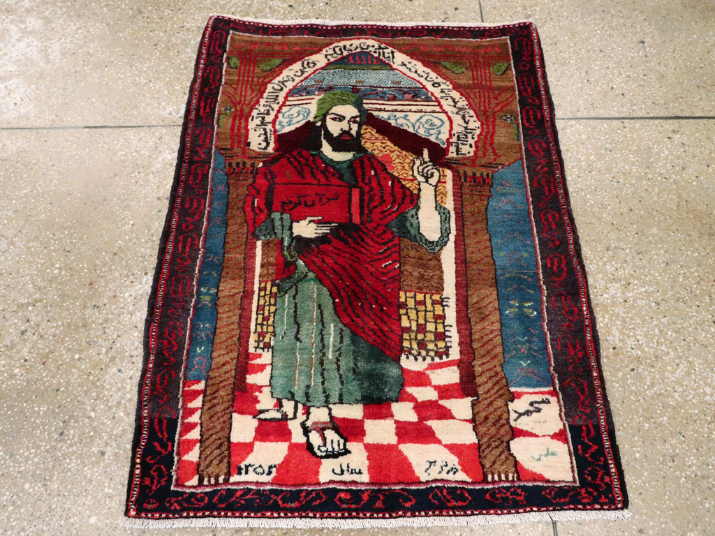 Vintage Persian Baluch Pictorial Rug, No.26934 - Gss