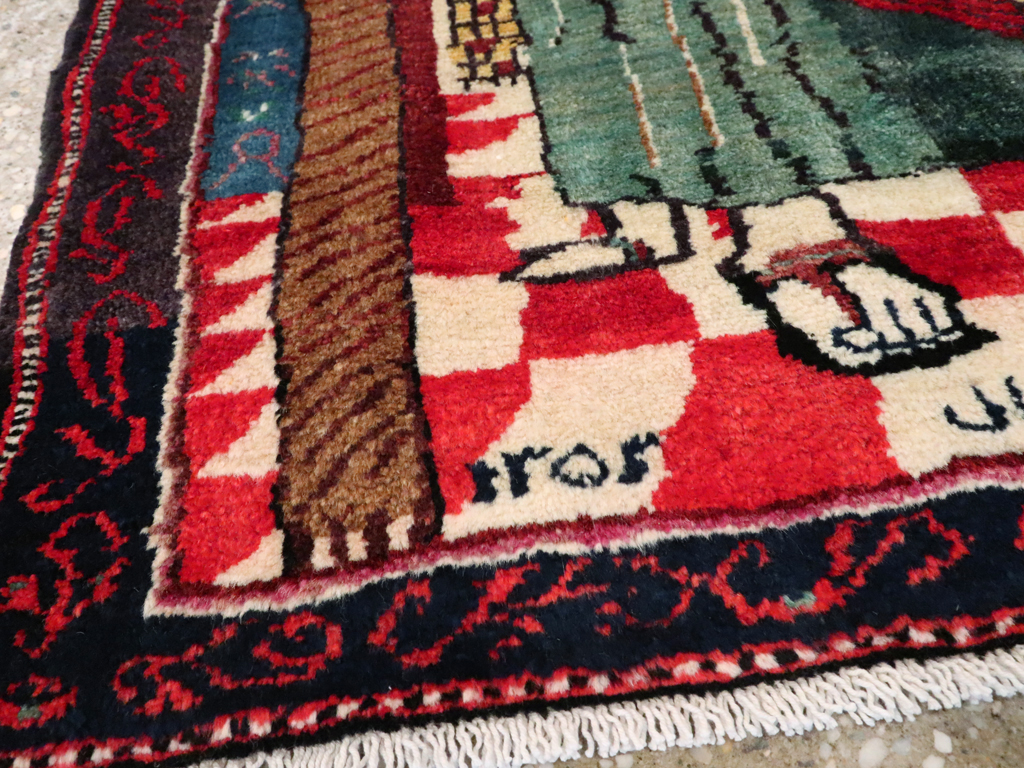 Vintage Persian Baluch Pictorial Rug, No.26934 - Gss