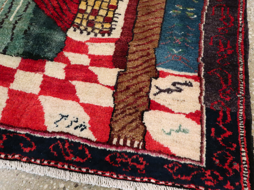 Vintage Persian Baluch Pictorial Rug, No.26934 - Gss