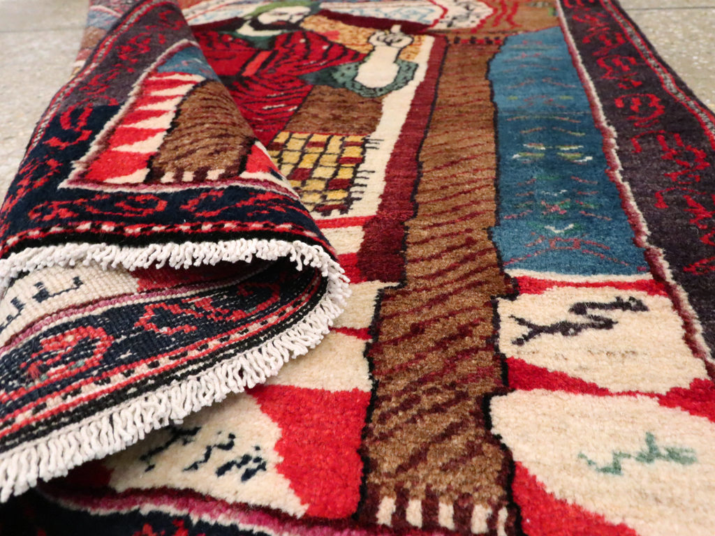 Vintage Persian Baluch Pictorial Rug, No.26934 - Gss