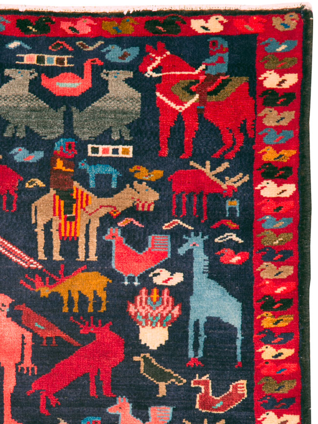 Vintage Persian Hamadan Pictorial Rug, No.26939 - Gss