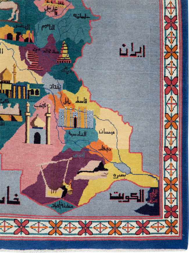 Vintage Egyptian Pictorial Map Rug of The Middle East, No.26982 - Gss