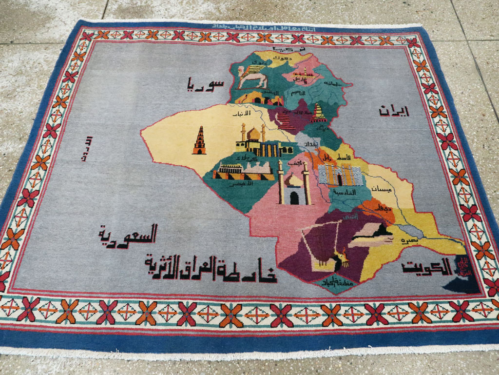 Vintage Egyptian Pictorial Map Rug of The Middle East, No.26982 - Gss