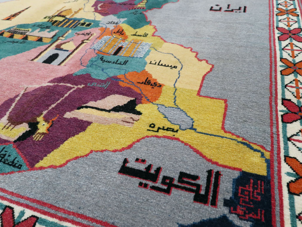 Vintage Egyptian Pictorial Map Rug of The Middle East, No.26982 - Gss