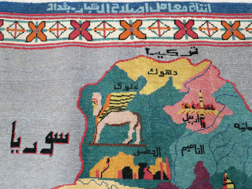 Vintage Egyptian Pictorial Map Rug of The Middle East, No.26982 - Gss