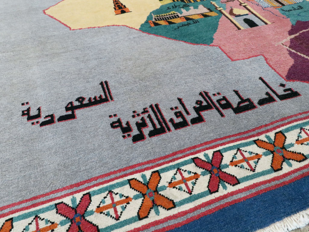 Vintage Egyptian Pictorial Map Rug of The Middle East, No.26982 - Gss