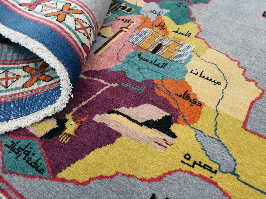 Vintage Egyptian Pictorial Map Rug of The Middle East, No.26982 - Gss