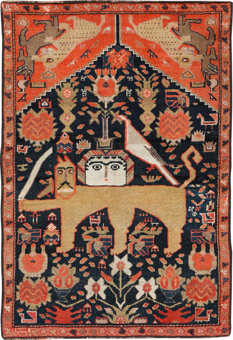 Antique Persian Kurdish Pictorial Rug, No.26983 - Gss