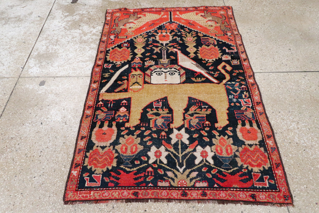 Antique Persian Kurdish Pictorial Rug, No.26983 - Gss