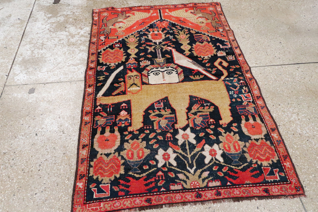 Antique Persian Kurdish Pictorial Rug, No.26983 - Gss