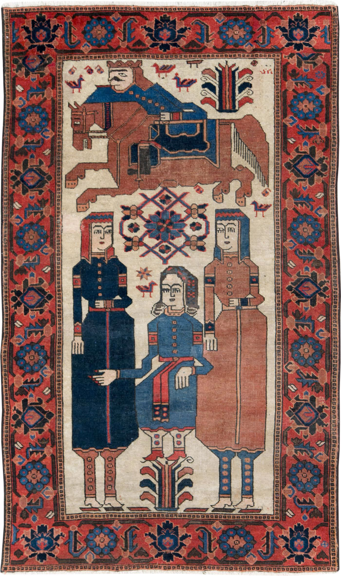 Vintage Persian Pictorial Bakhtiari Rug, No.27005 - Gss