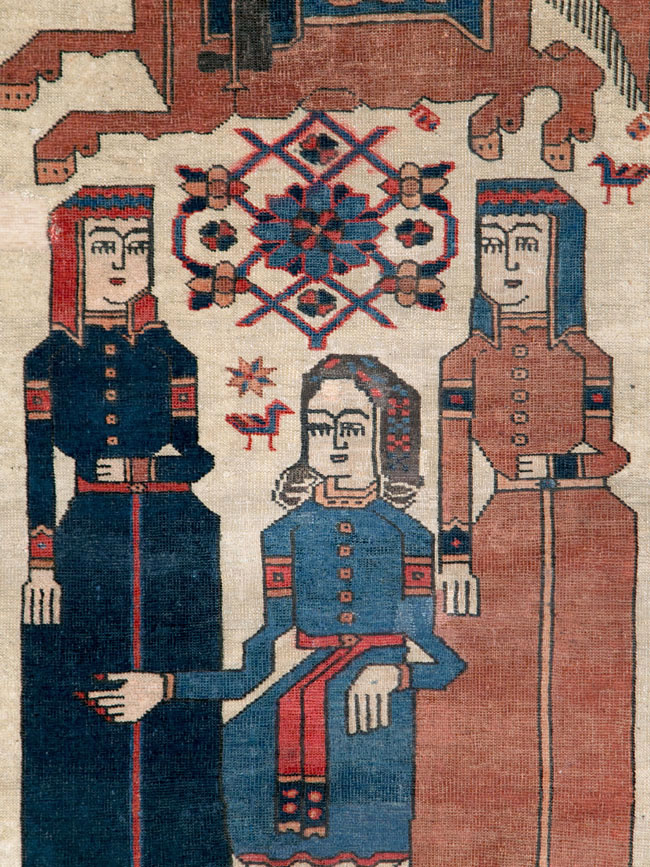 Vintage Persian Pictorial Bakhtiari Rug, No.27005 - Gss