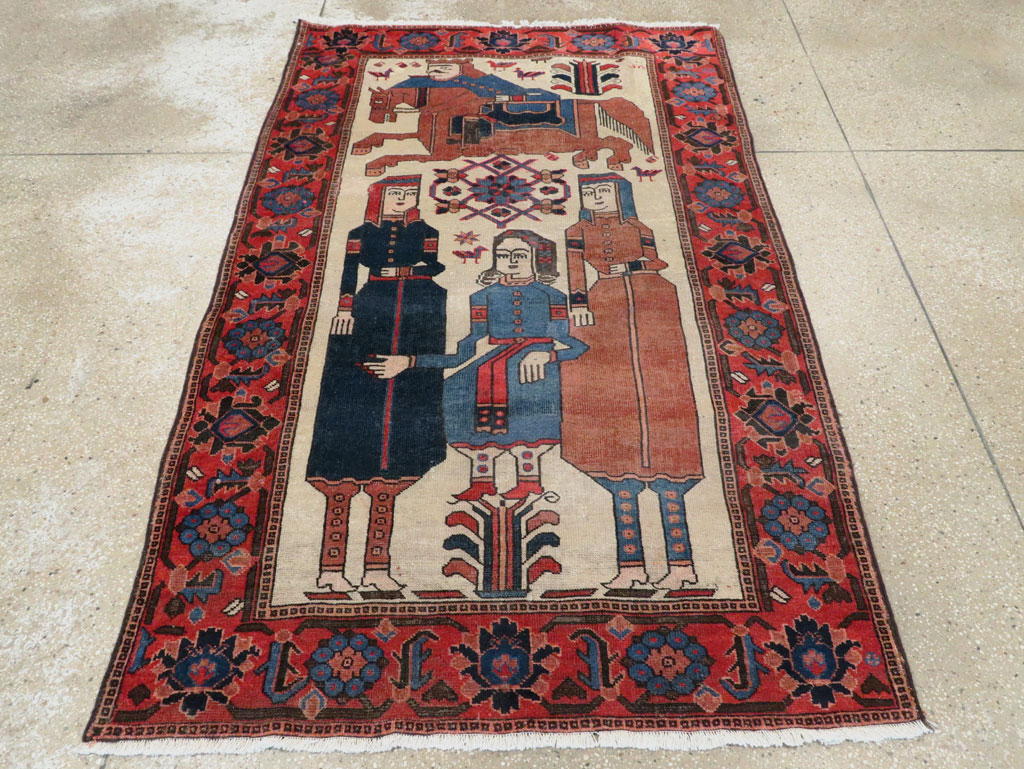 Vintage Persian Pictorial Bakhtiari Rug, No.27005 - Gss