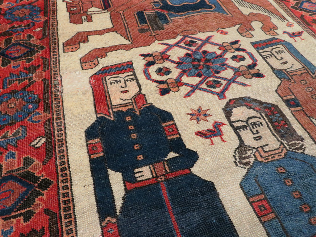 Vintage Persian Pictorial Bakhtiari Rug, No.27005 - Gss