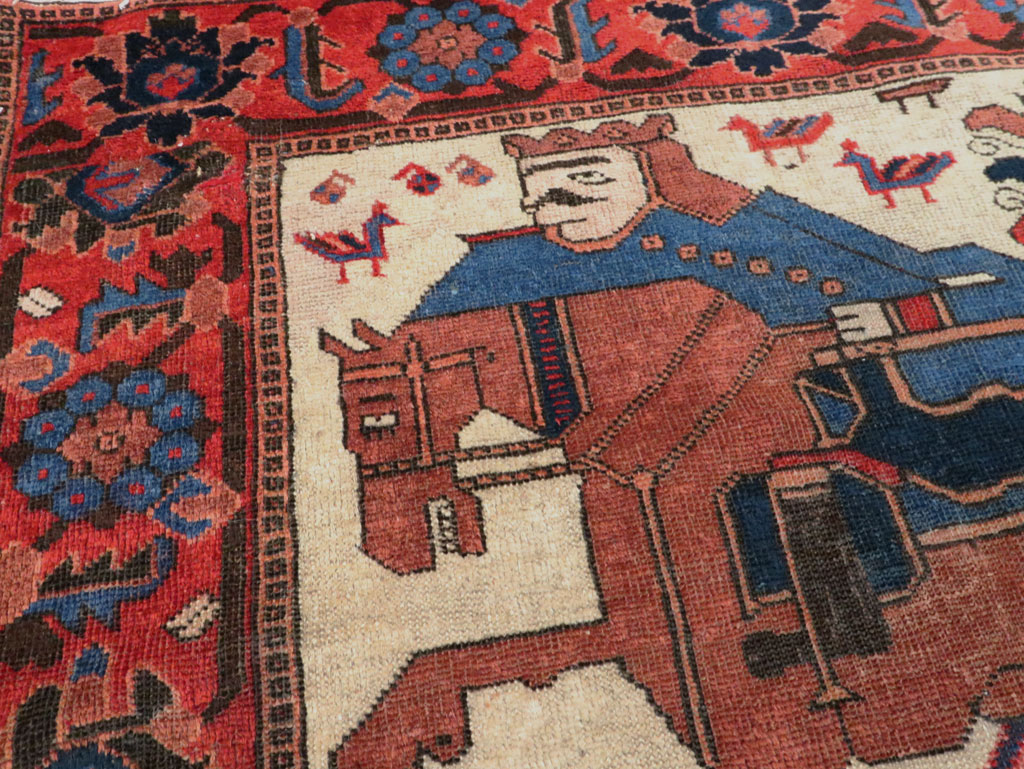Vintage Persian Pictorial Bakhtiari Rug, No.27005 - Gss