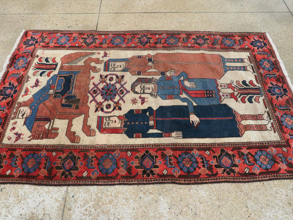 Vintage Persian Pictorial Bakhtiari Rug, No.27005 - Gss