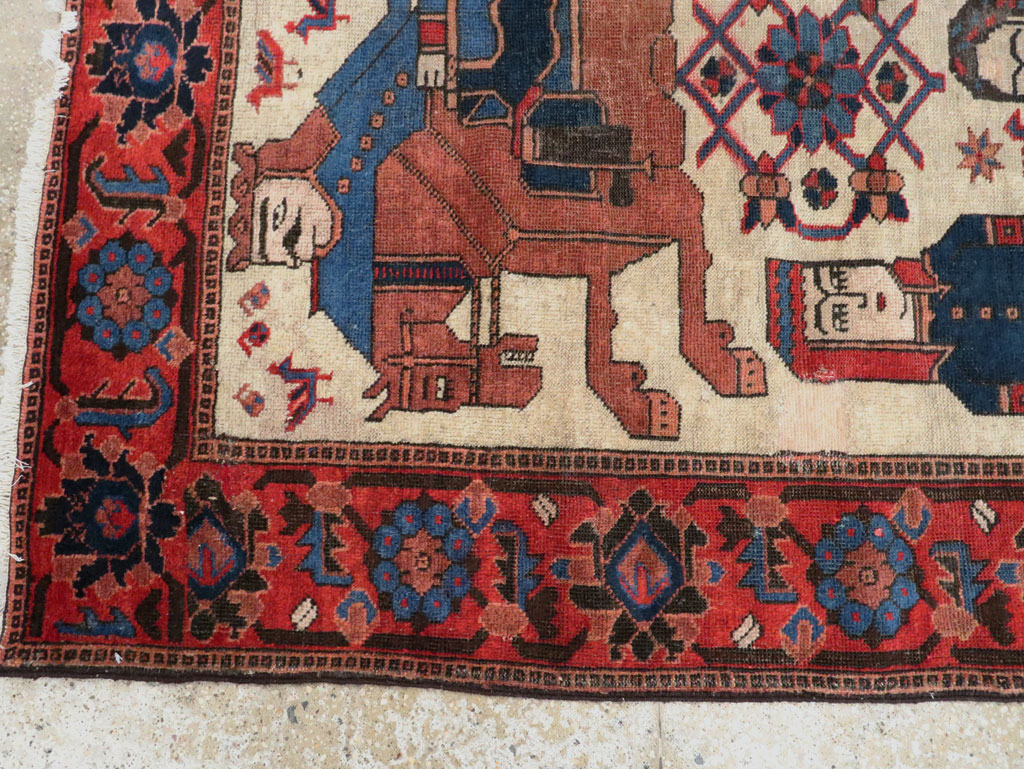 Vintage Persian Pictorial Bakhtiari Rug, No.27005 - Gss