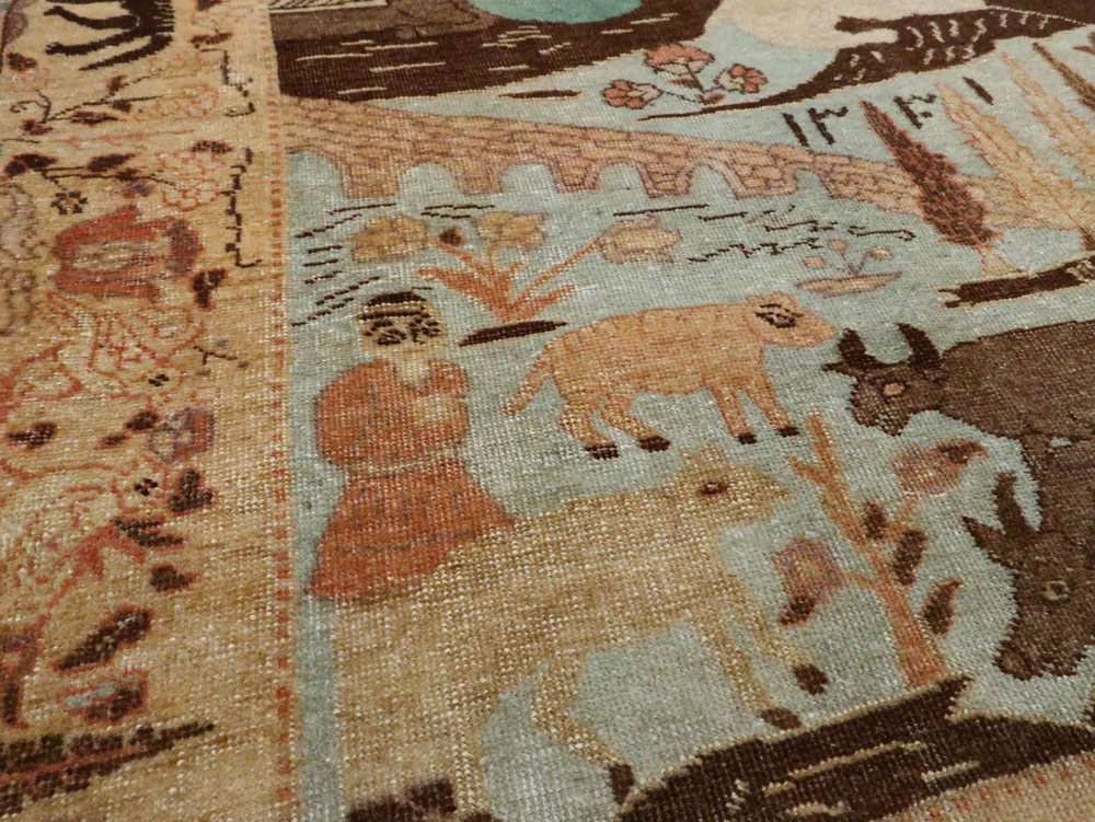 Vintage Persian Pictorial Tabriz Rug, No.27030 - Gss