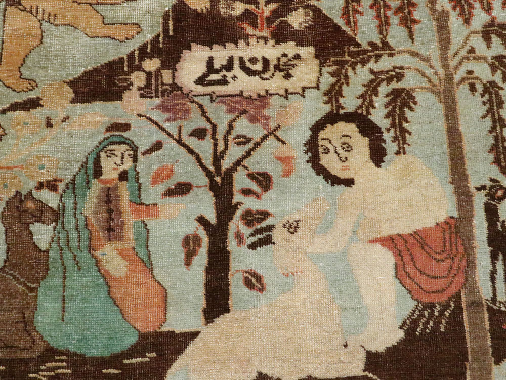 Vintage Persian Pictorial Tabriz Rug, No.27030 - Gss