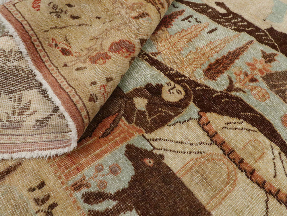 Vintage Persian Pictorial Tabriz Rug, No.27030 - Gss