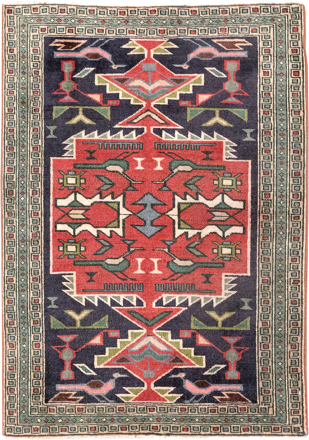 Vintage Persian Ardabil Throw Rug , No.27043 - Gss