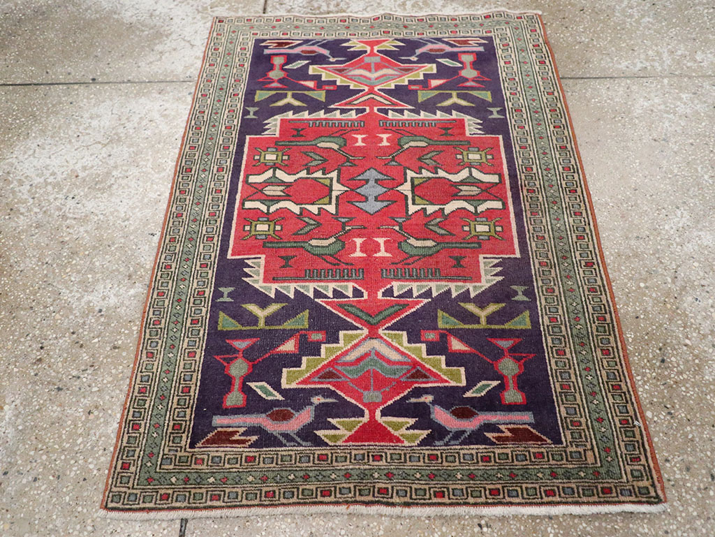 Vintage Persian Ardabil Throw Rug , No.27043 - Gss