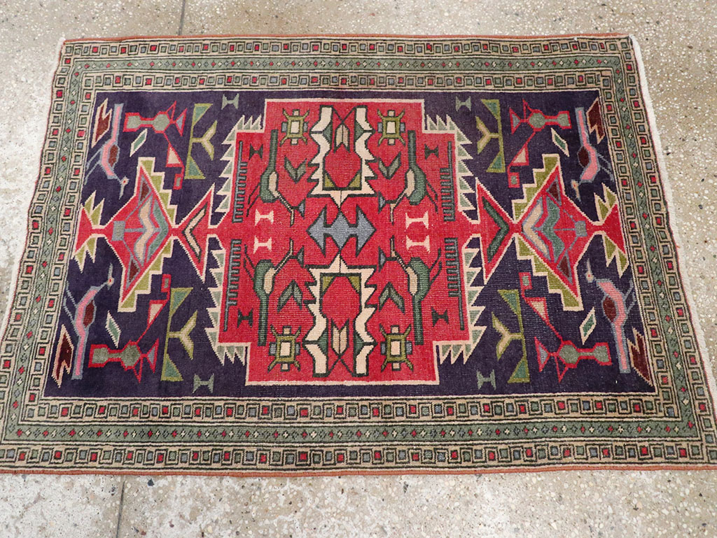 Vintage Persian Ardabil Throw Rug , No.27043 - Gss