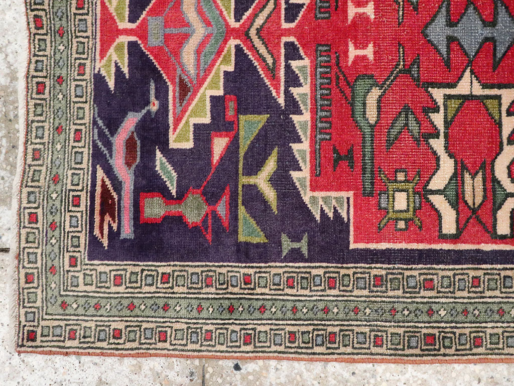 Vintage Persian Ardabil Throw Rug , No.27043 - Gss