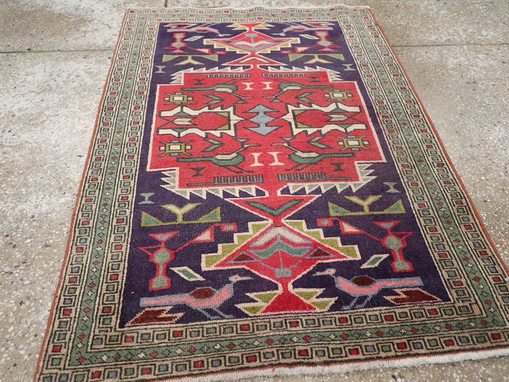 Vintage Persian Ardabil Throw Rug , No.27043 - Gss