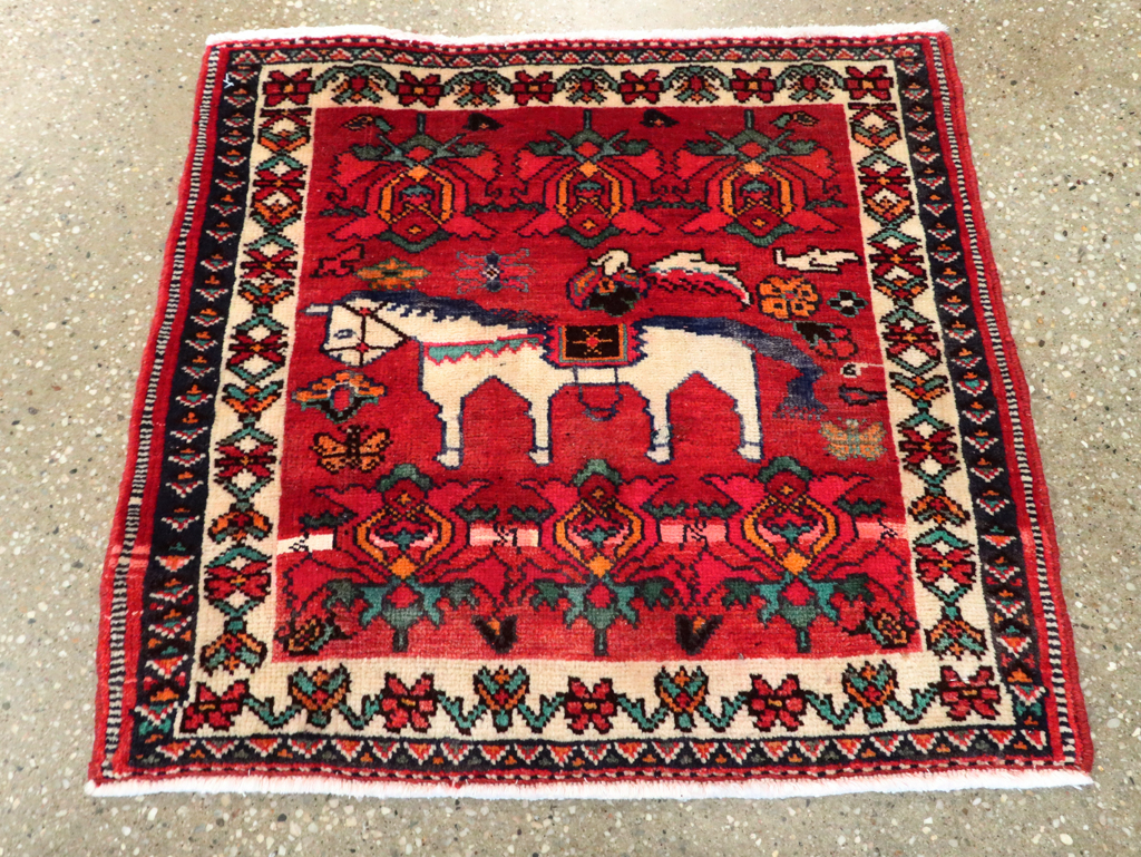 Vintage Persian Hamadan Pictorial Rug, No.27048 - Gss