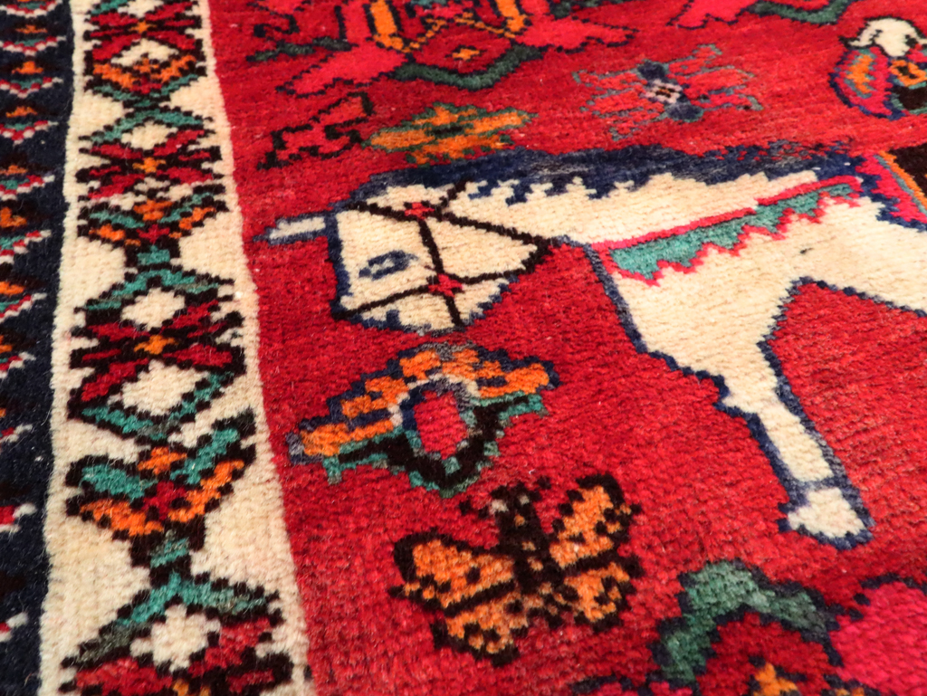 Vintage Persian Hamadan Pictorial Rug, No.27048 - Gss