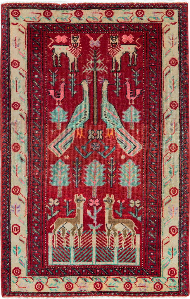 Vintage Central Asian Pictorial Turkoman Throw Rug (Pair: 2 of 2), No.27050 - Gss