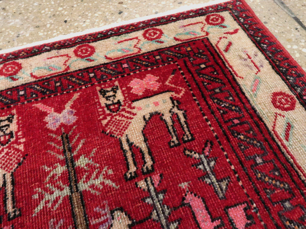 Vintage Central Asian Pictorial Turkoman Throw Rug (Pair: 2 of 2), No.27050 - Gss