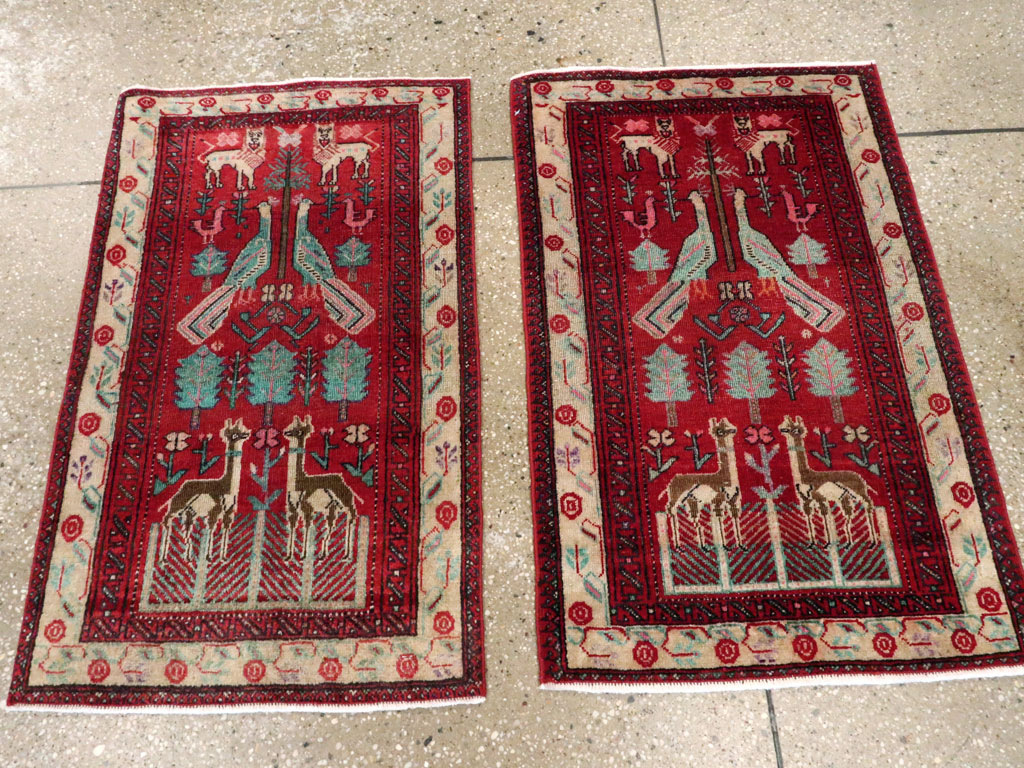 Vintage Central Asian Pictorial Turkoman Throw Rug (Pair: 2 of 2), No.27050 - Gss