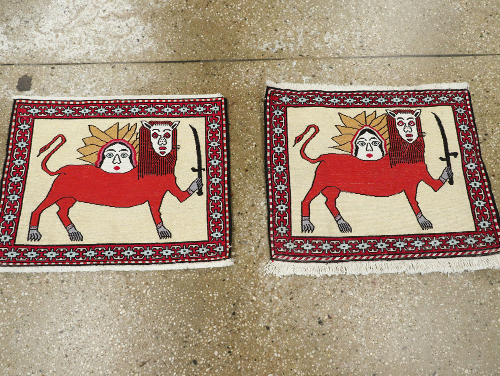 Vintage Persian Pictorial Kilim (Pair: 1 of 2), No.27057 - Gss