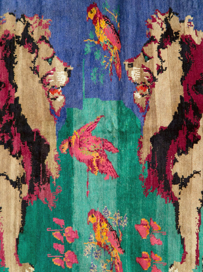 Vintage Caucasian Karabagh Pictorial Accent Rug, No.27062 - Gss