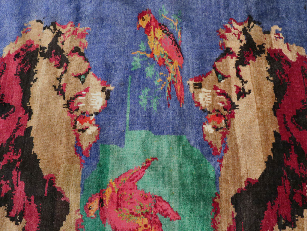 Vintage Caucasian Karabagh Pictorial Accent Rug, No.27062 - Gss