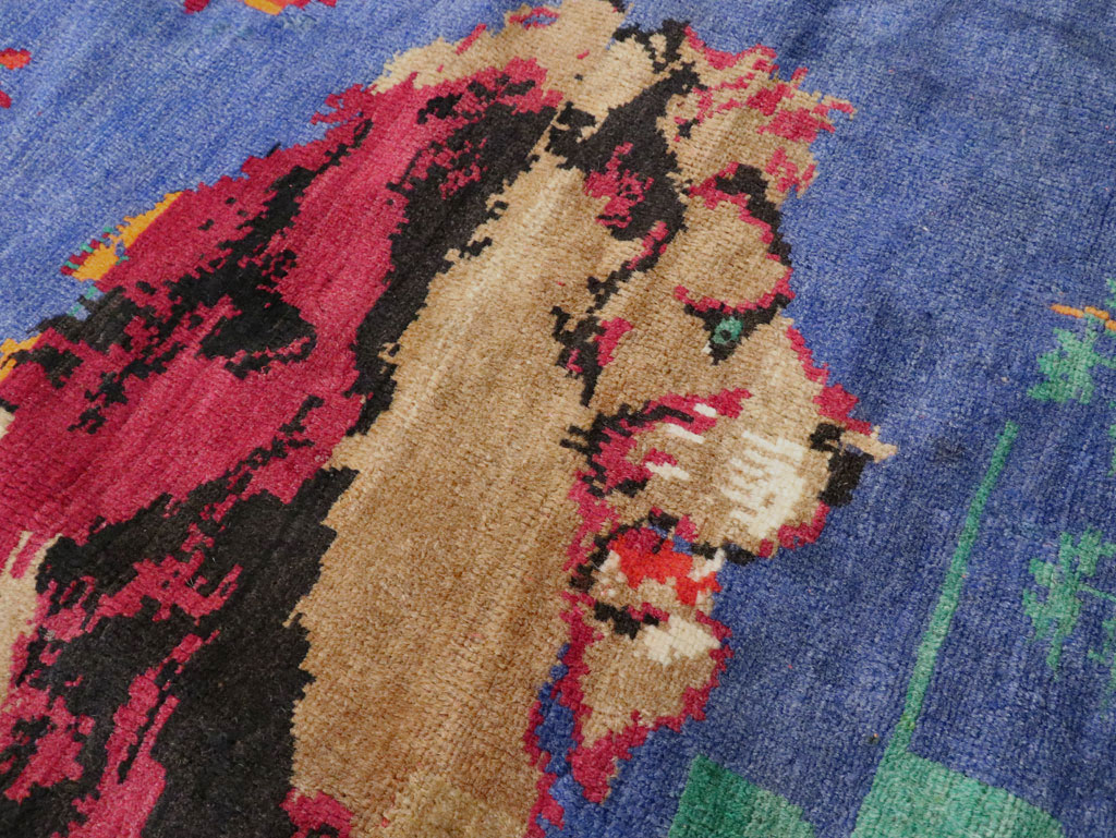 Vintage Caucasian Karabagh Pictorial Accent Rug, No.27062 - Gss