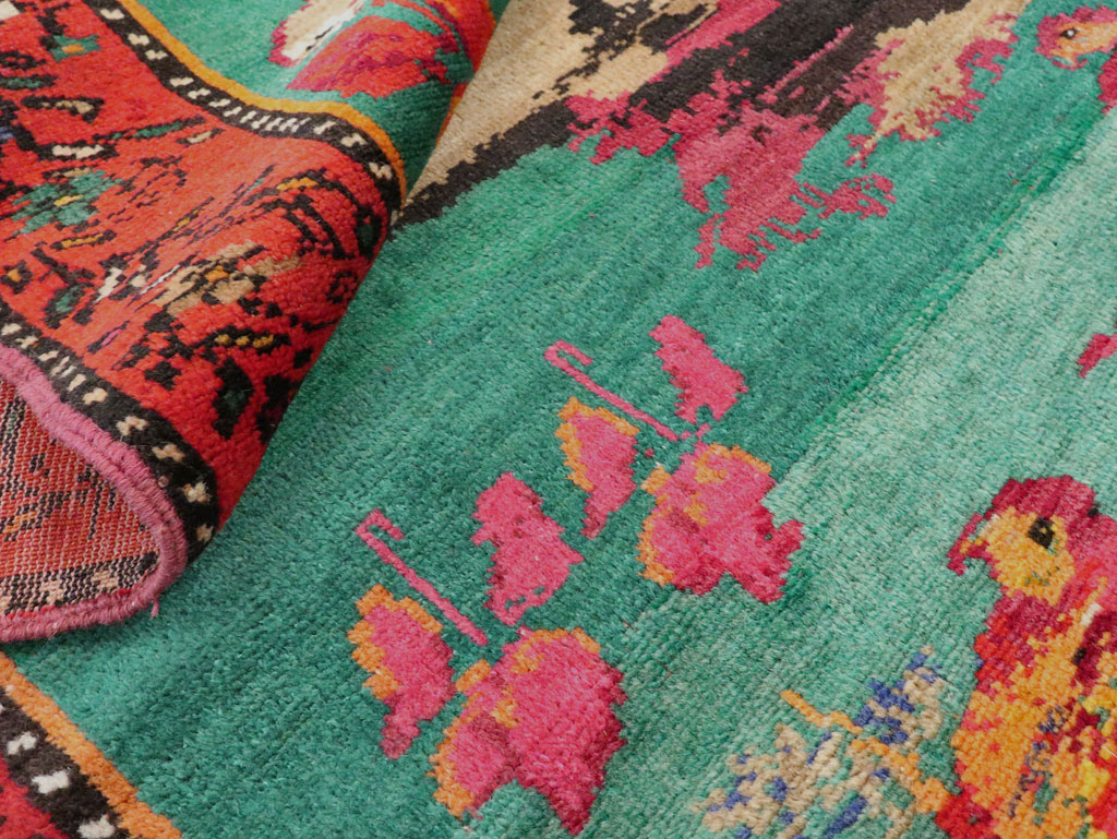 Vintage Caucasian Karabagh Pictorial Accent Rug, No.27062 - Gss