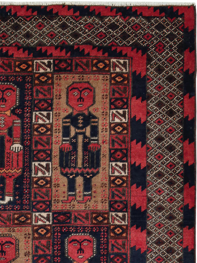 Vintage Central Asian Pictorial Turkoman Tribal Rug (Pair: 1 of 2), No.27069 - Gss