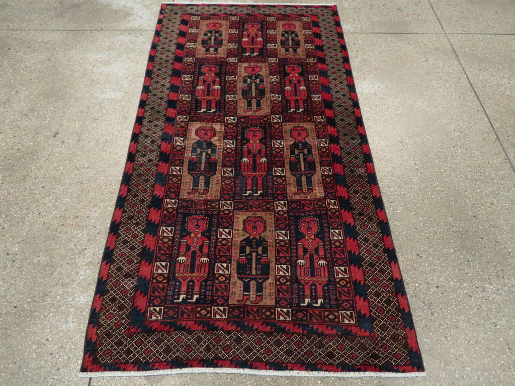Vintage Central Asian Pictorial Turkoman Tribal Rug (Pair: 1 of 2), No.27069 - Gss