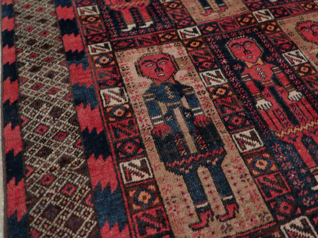 Vintage Central Asian Pictorial Turkoman Tribal Rug (Pair: 1 of 2), No.27069 - Gss