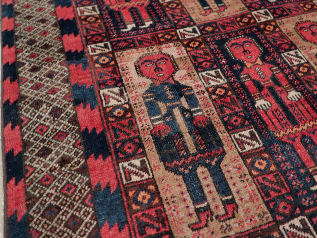Vintage Central Asian Pictorial Turkoman Tribal Rug (Pair: 1 of 2), No.27069 - Gss