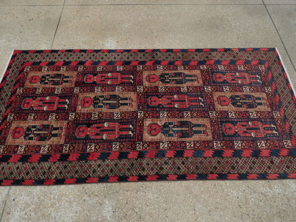Vintage Central Asian Pictorial Turkoman Tribal Rug (Pair: 1 of 2), No.27069 - Gss