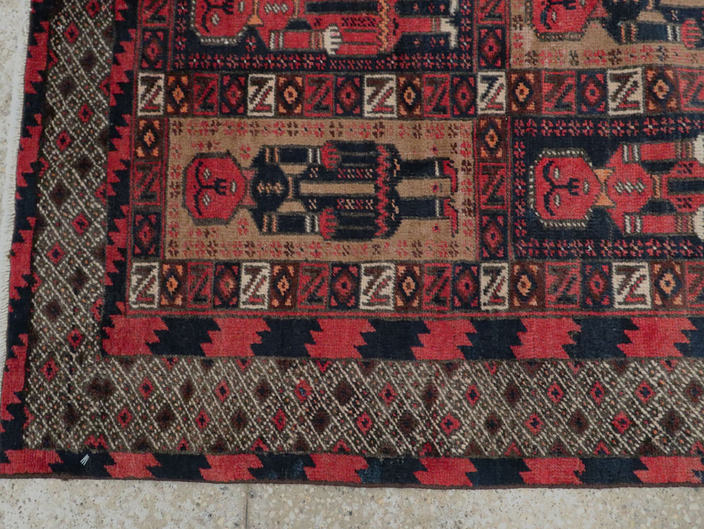 Vintage Central Asian Pictorial Turkoman Tribal Rug (Pair: 1 of 2), No.27069 - Gss