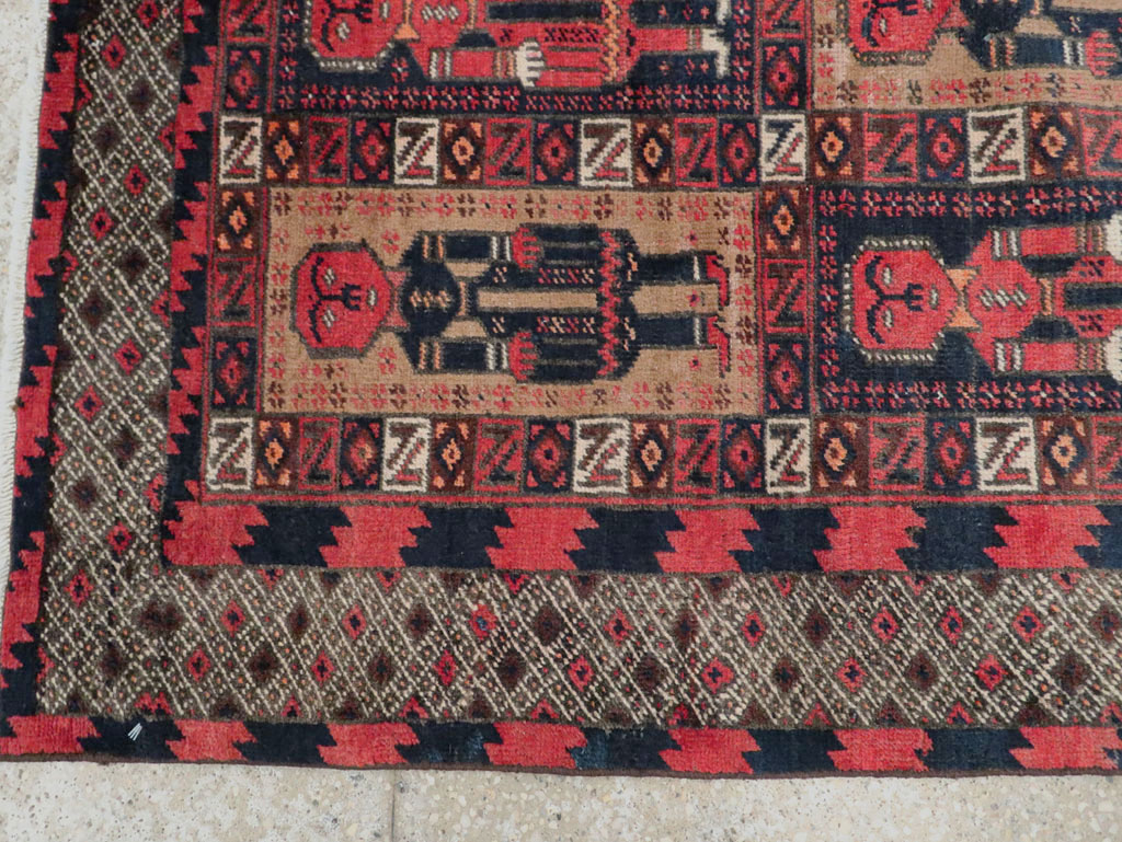 Vintage Central Asian Pictorial Turkoman Tribal Rug (Pair: 1 of 2), No.27069 - Gss