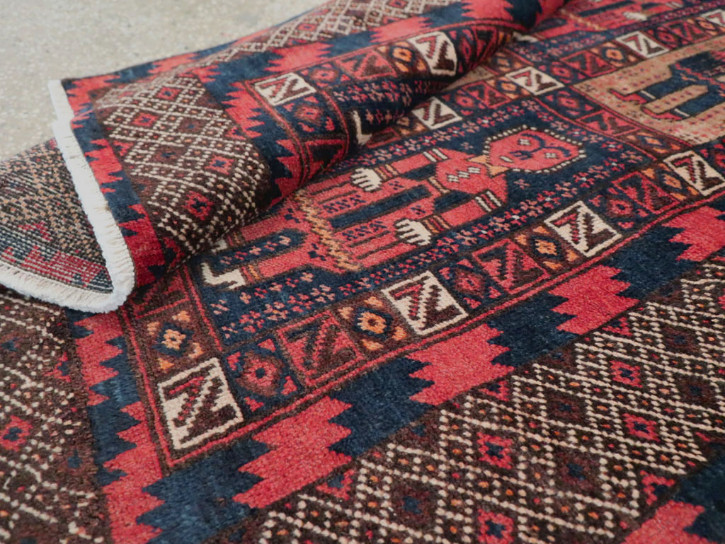 Vintage Central Asian Pictorial Turkoman Tribal Rug (Pair: 1 of 2), No.27069 - Gss