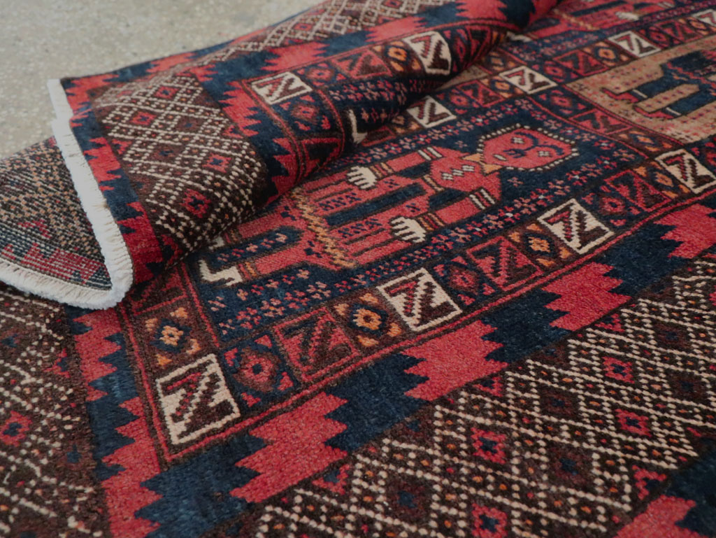 Vintage Central Asian Pictorial Turkoman Tribal Rug (Pair: 1 of 2), No.27069 - Gss