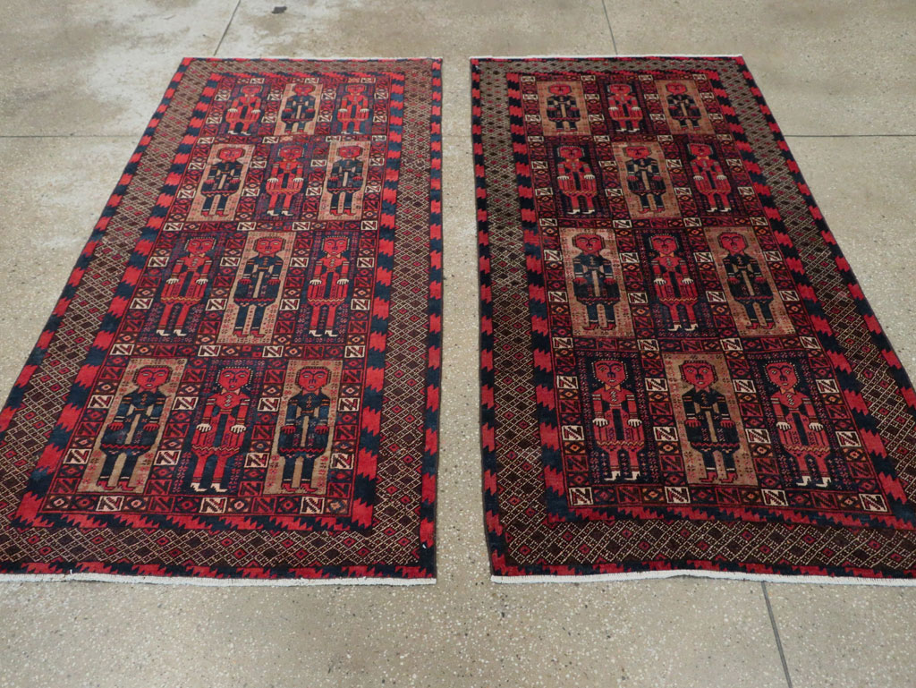 Vintage Central Asian Pictorial Turkoman Tribal Rug (Pair: 1 of 2), No.27069 - Gss